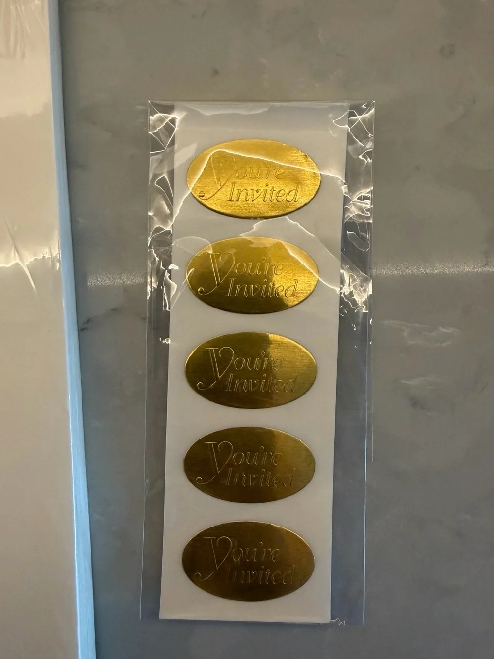 Gold 'You're Invited' Seal Sticker Pack with White Envelopes